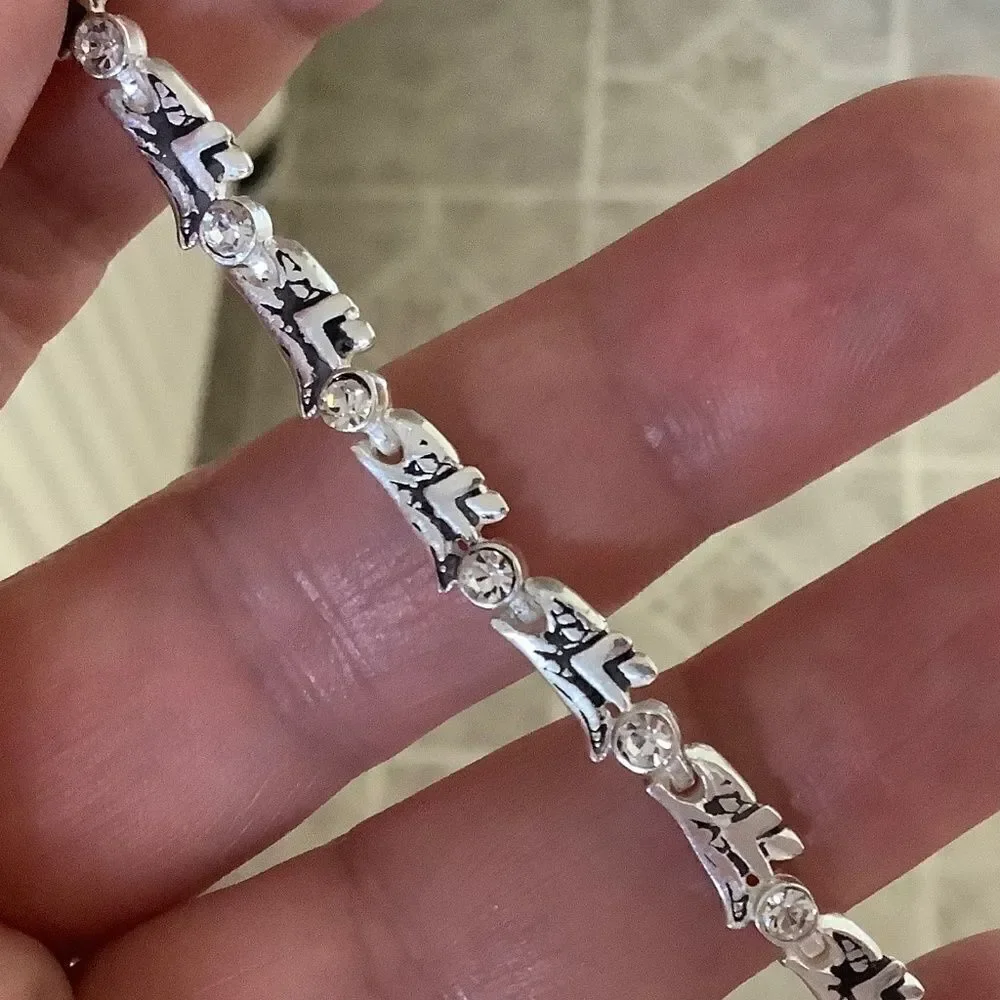 𝅺sterling SILVER 925 WHITE ZIRCON NECKLACE/BRACELET WOMAN SET​